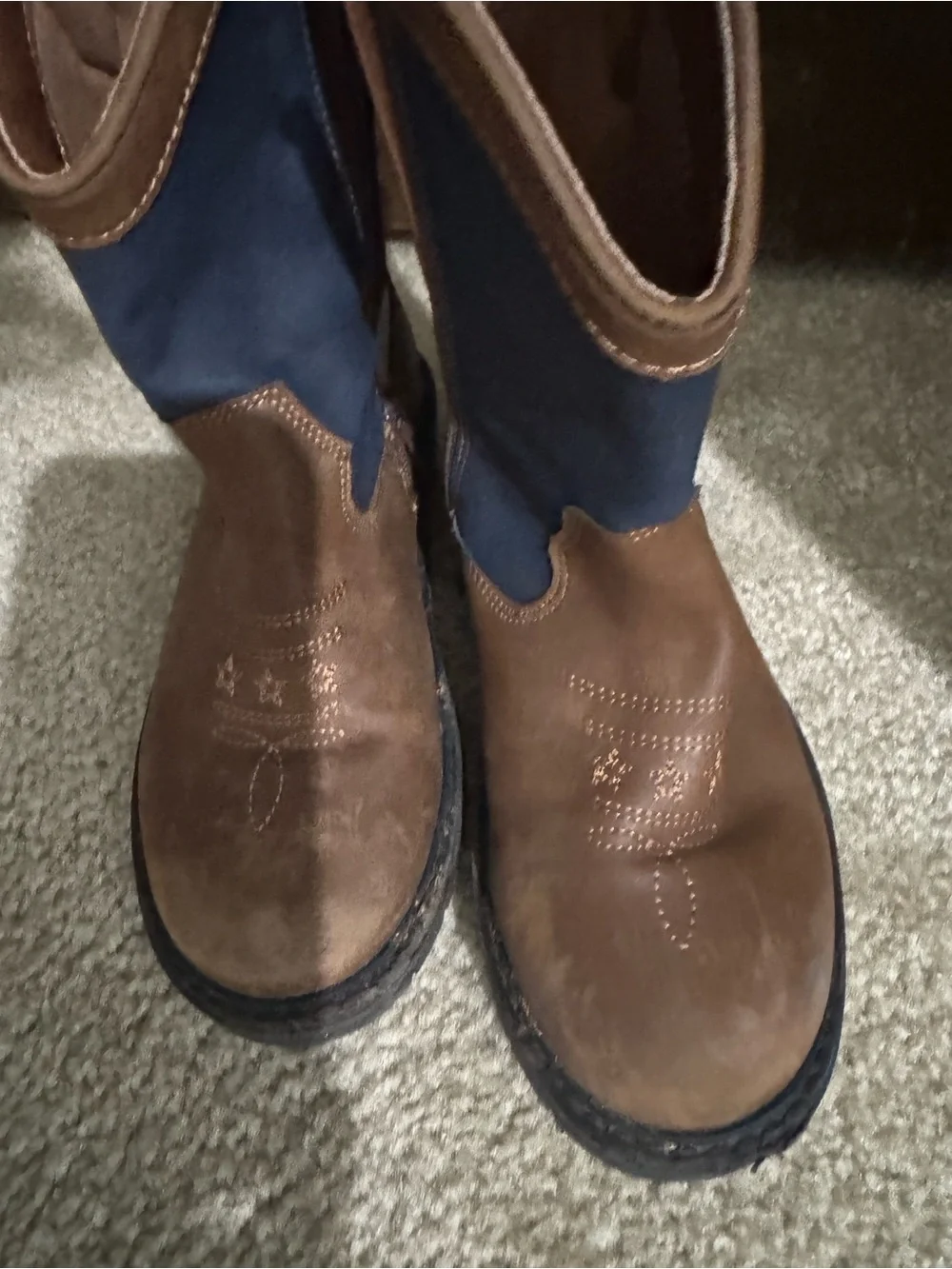 Kids Brown Western Flag Boots